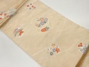 鈴に草花模様織出し名古屋帯